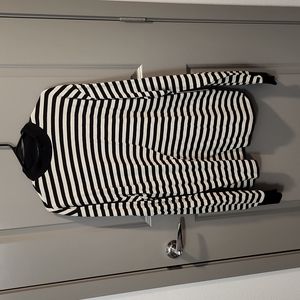 FOG Fear of God LS Striped Black & Cream Mock Neck Shirt